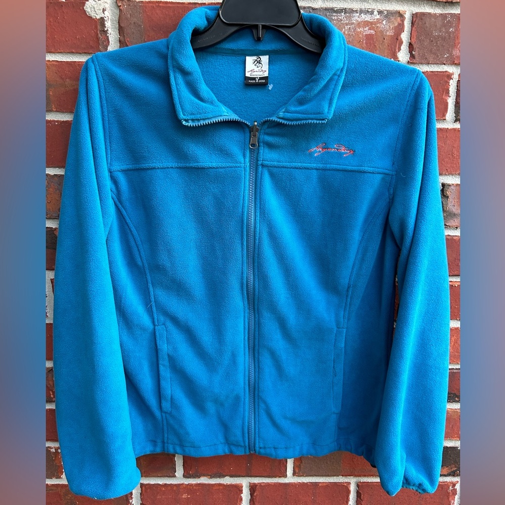 Legendary Whitetails Full Zip Long Sleeve Blue Fleece Large Jacket w Pockets C10